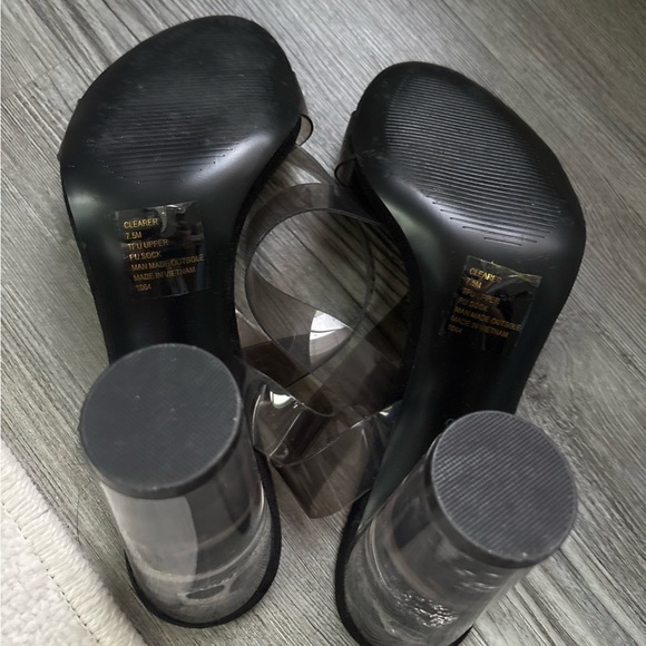 Steve Madden Camille Black Smoke Sandal Heel Sz 7.5 - Picture 5 of 6